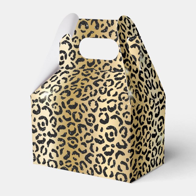 Yellow Glam Gold Black Glitter Leopard  Favor Box (Front Side)