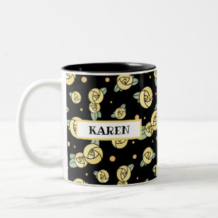 Yellow Glasgow Roses   Art Nouveau Style Custom Two-Tone Coffee Mug