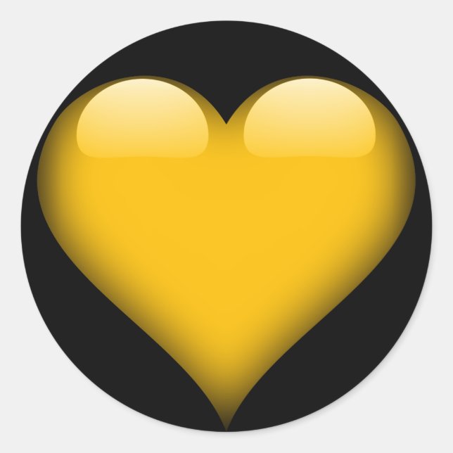 Yellow Glass Heart Customizable Classic Round Sticker (Front)
