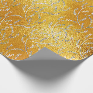 Yellow Glass Lemon Floral Foils Laurel Wrapping Paper