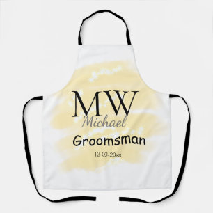 Yellow glitter add your name groomsmen gift throw apron