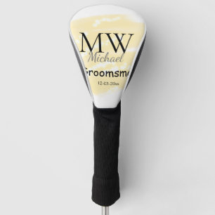 Yellow glitter add your name groomsmen gift throw golf head cover