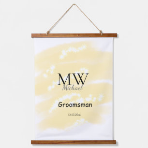 Yellow glitter add your name groomsmen gift throw  hanging tapestry