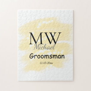Yellow glitter add your name groomsmen gift throw jigsaw puzzle