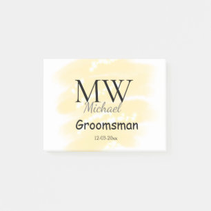 Yellow glitter add your name groomsmen gift throw post-it notes