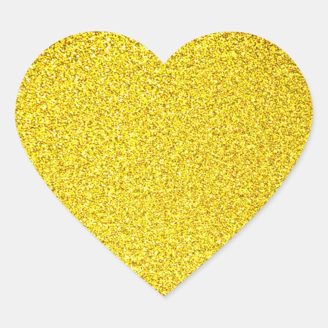 Yellow Glitter Gold Sparkle Weddings Birthdays Heart Sticker (Front)
