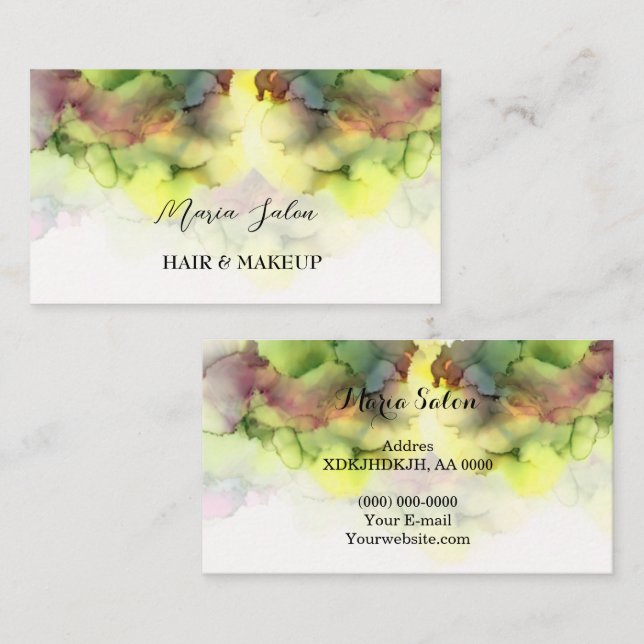 Yellow glitter gold  watercolor Business Card (Front/Back)