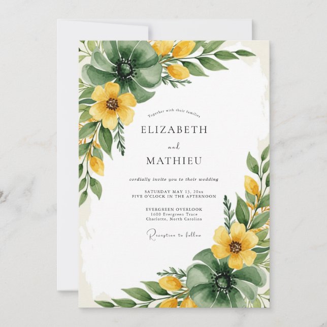Yellow Glorious Meadow Wedding Invitation (Front)