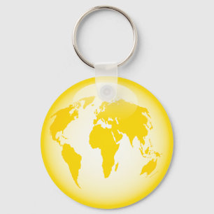 Yellow Glossy Globe Keychain