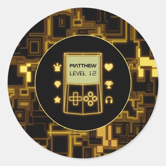 Yellow Glow Handheld Console Classic Round Sticker (Front)