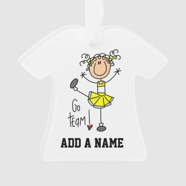 Yellow Go Team Cheerleader Ornament (Front)