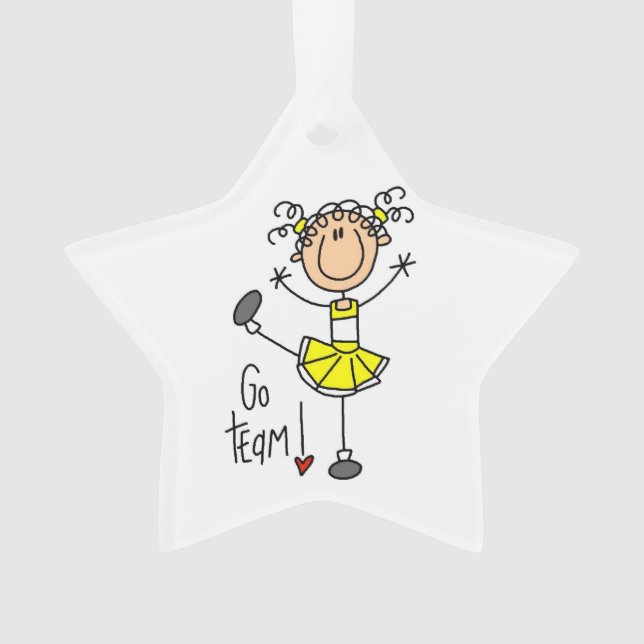Yellow Go Team Cheerleader Ornament (Front)