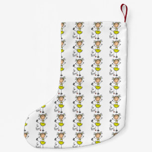 Yellow Go Team Cheerleader Small Christmas Stocking