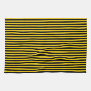 Yellow Gold and Black Striped Kitchen Towel