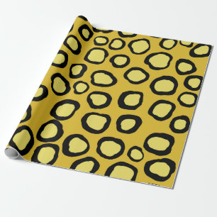 Yellow Gold Black Cheetah Animal  Wrapping Paper