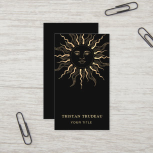 Yellow Gold Black Sun Moon Celestial  Business Card