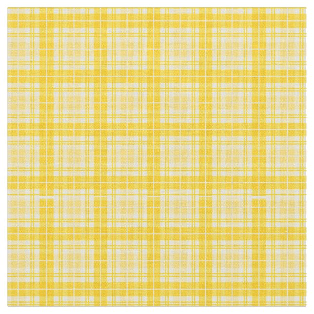 Yellow Gold Bright Gingham Plaid Tartan Fabric (Close Up)