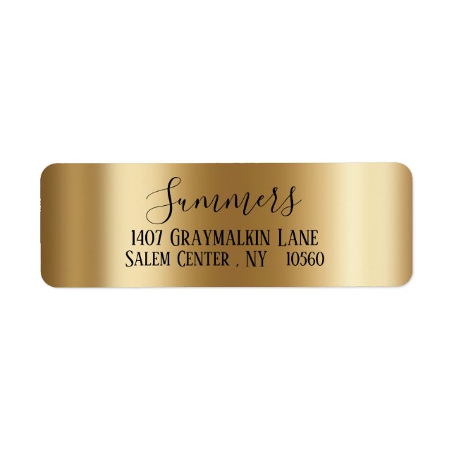 yellow gold Brushed Metal Script  Address (Front)