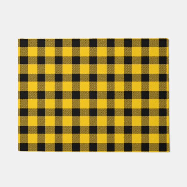 Yellow / Gold Buffalo Country Lumberjack Plaid Doormat (Front)