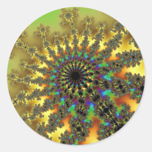 Yellow Gold Burst Large Round Stickers