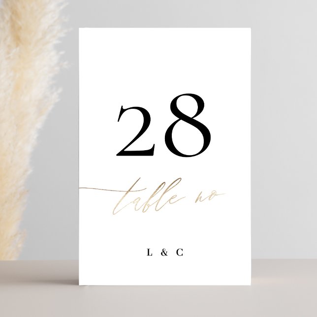 Yellow Gold Calligraphy Modern Wedding Table Number (Creator Uploaded)