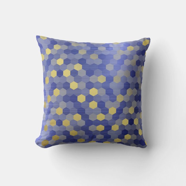 Yellow Gold Cobalt Sapphire Blue Hexagon VIP Throw Pillow (Front)