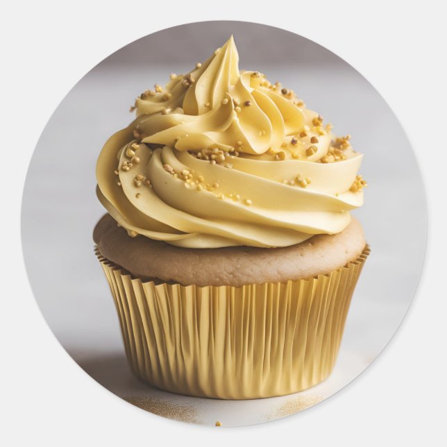 Yellow Gold Cupcake Bakery Round Sticker (Front)