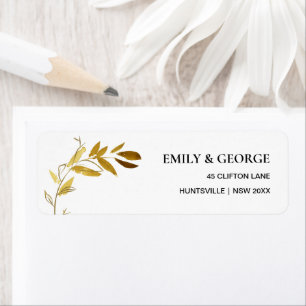 YELLOW GOLD FAUNA WATERCOLOR LEAVES BRANCH ADDRESS