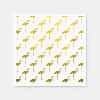 Yellow Gold Flamingo Faux Metallic Foil Tropical Napkin