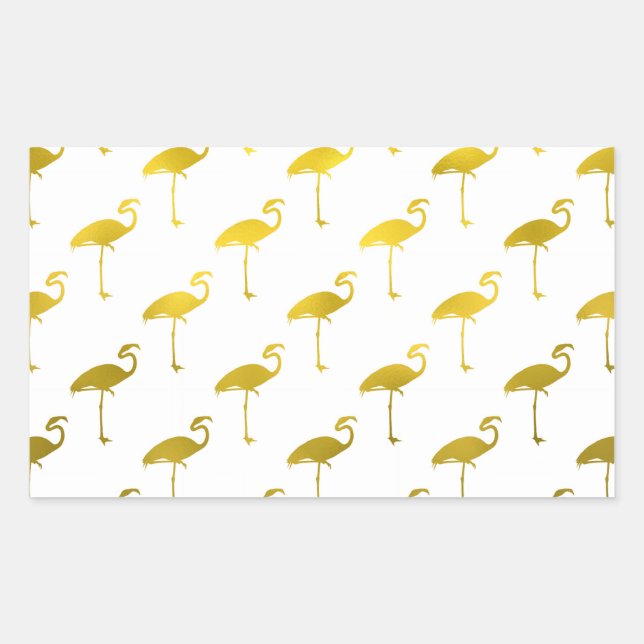 Yellow Gold Flamingo Faux Metallic Foil Tropical Sticker (Front)