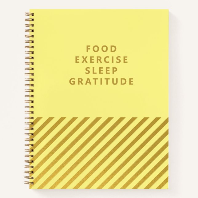Yellow Gold Foil Stripes Modern Gratitude Journal (Front)
