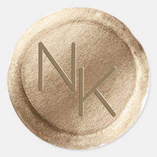 Yellow Gold Foil Wax Seal Initial Envelope Sticker