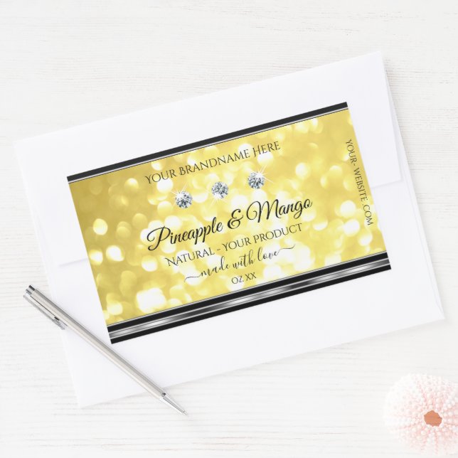 Yellow Gold Glitter Product Labels Diamonds Silver (Envelope)