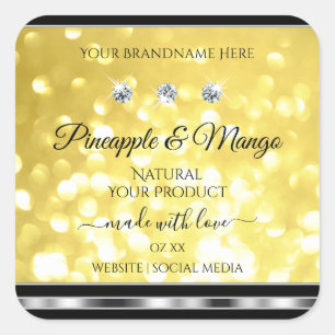 Yellow Gold Glitter Product Labels Diamonds Silver