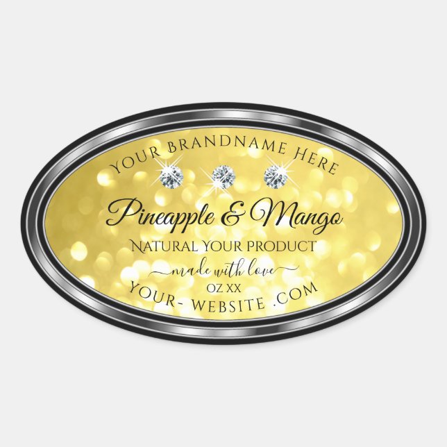 Yellow Gold Glitter Product Labels Diamonds Silver (Front)