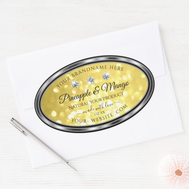 Yellow Gold Glitter Product Labels Diamonds Silver (Envelope)