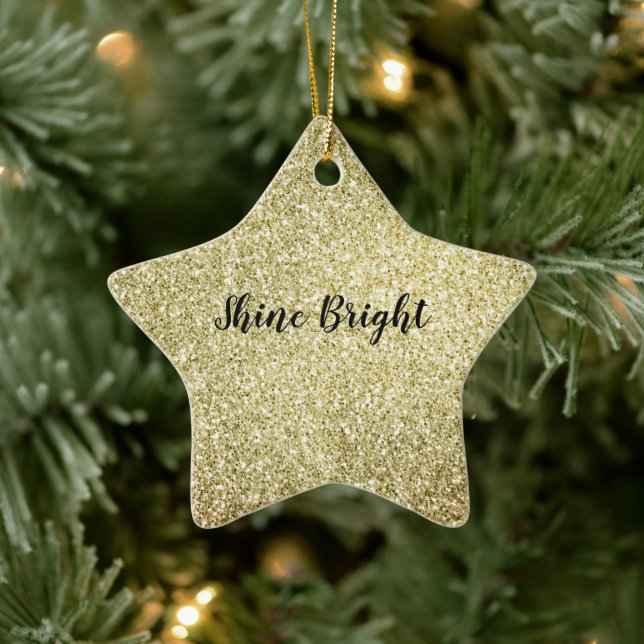 Yellow Gold Glitz Glitter         Ceramic Ornament (Tree)
