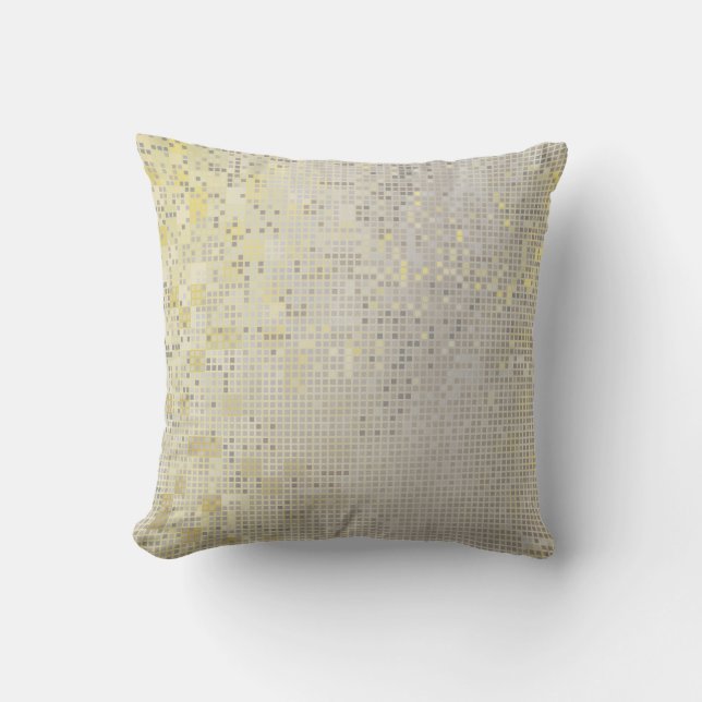 Yellow Gold Grey Silver Cyber Numeric IT- DESIGN Throw Pillow (Front)