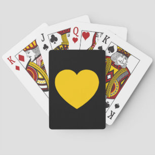 Yellow Gold Heart on Black Playing Cards