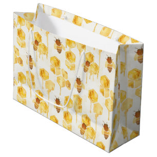Yellow Gold Honey Bees Baby Shower Large Gift Bag