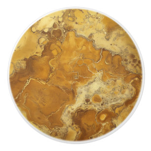 Yellow Gold Marble Pattern Ceramic Knob