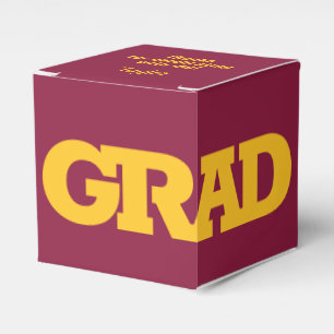 Yellow Gold - Maroon Graduation Party Favor Box