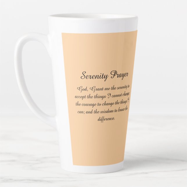 Yellow Gold Orange Angel Serenity Prayer Latte Mug (Gauche)