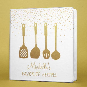 Yellow Gold Personalized Recipe CookBook Binder