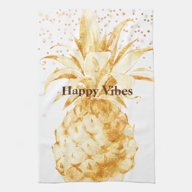 Yellow Gold Pineapple Kitchen Towel (Vertical)