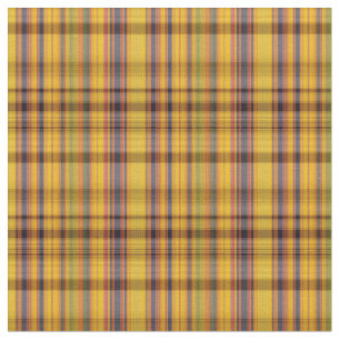 Yellow Gold Plaid Fabric With Blue Red Green