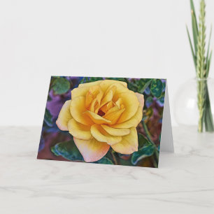Yellow Gold Rose Flower Art Note Card