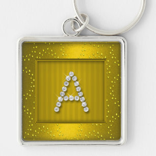 Yellow Gold Shimmer and Sparkle with Monogram Keychain