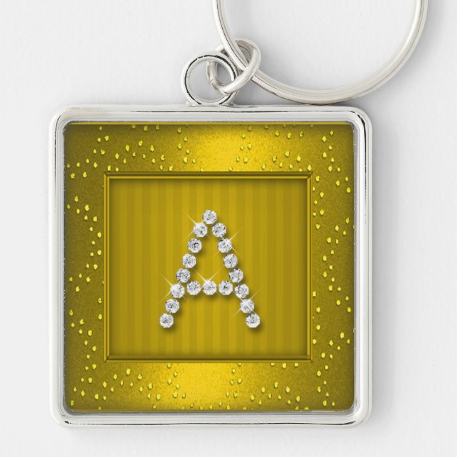 Yellow Gold Shimmer and Sparkle with Monogram Keychain (Front)