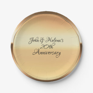 Yellow Gold Shine Personalized Custom Party Paper Plate